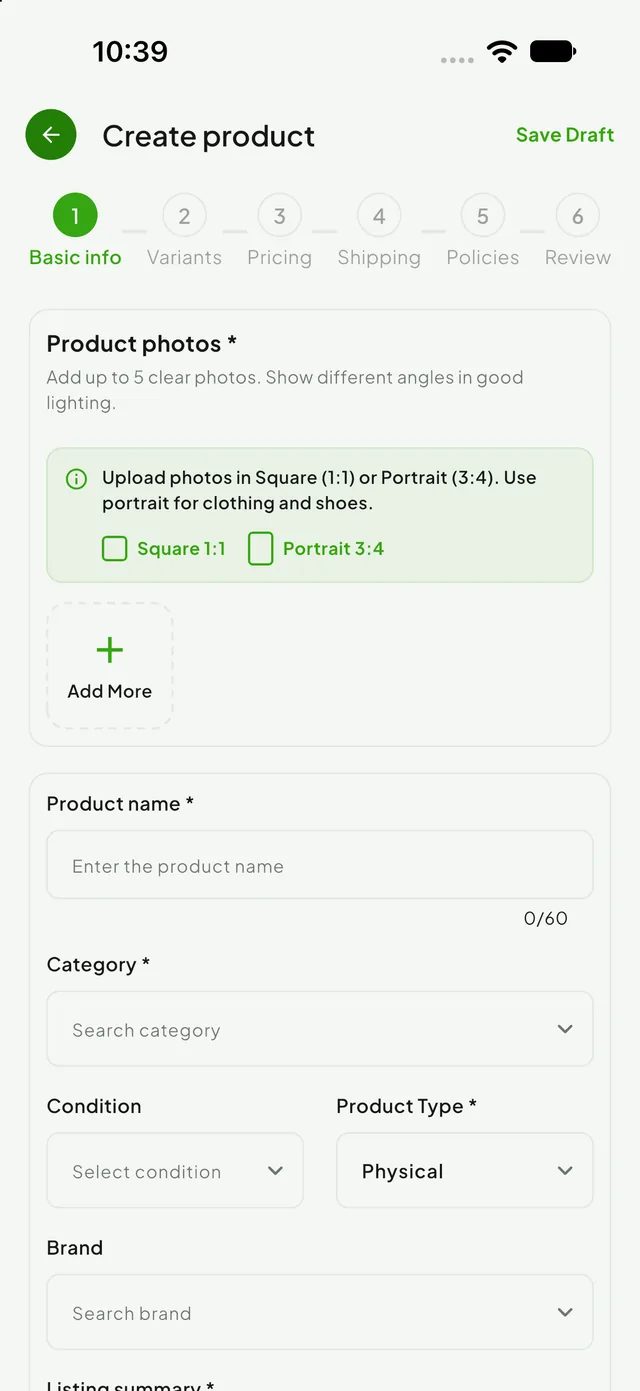 Glaxor Store create product wizard