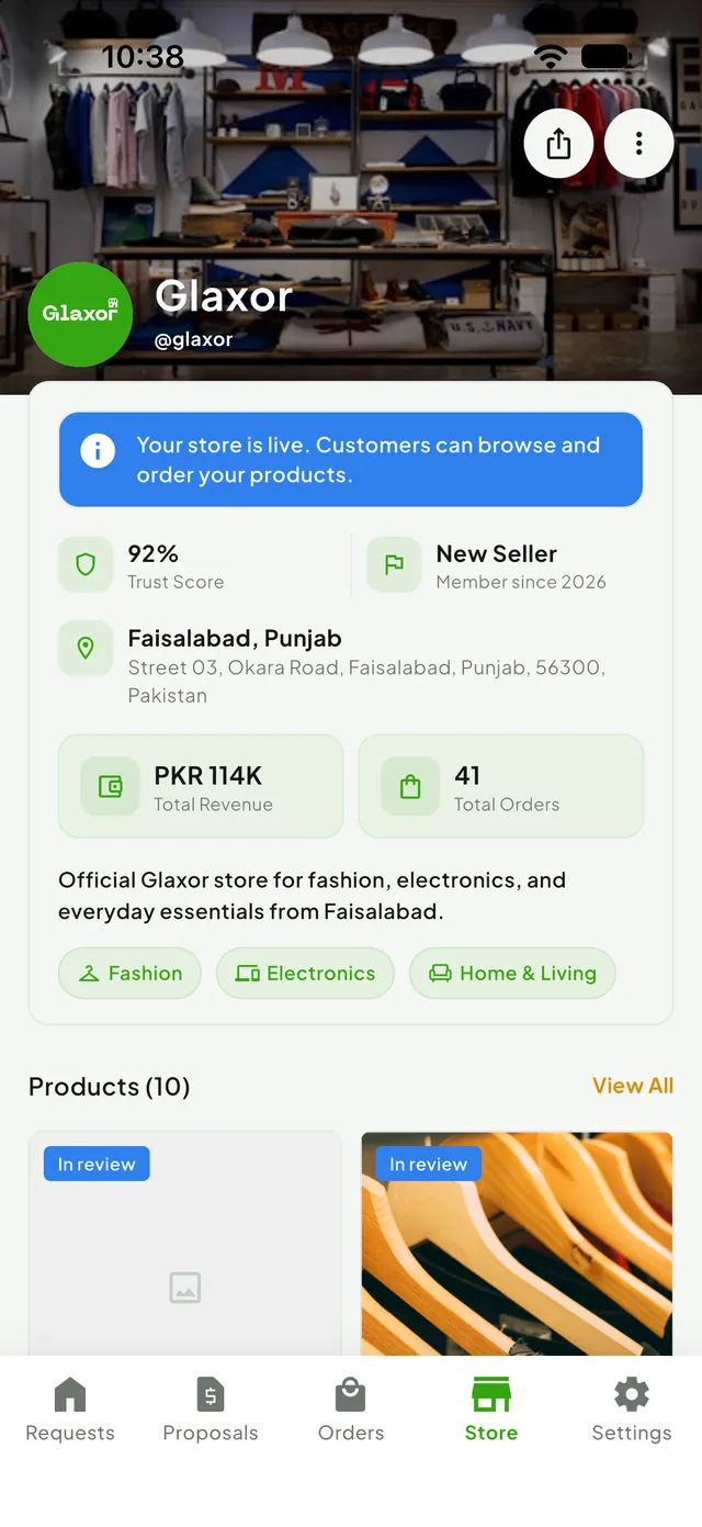 Glaxor Store public storefront