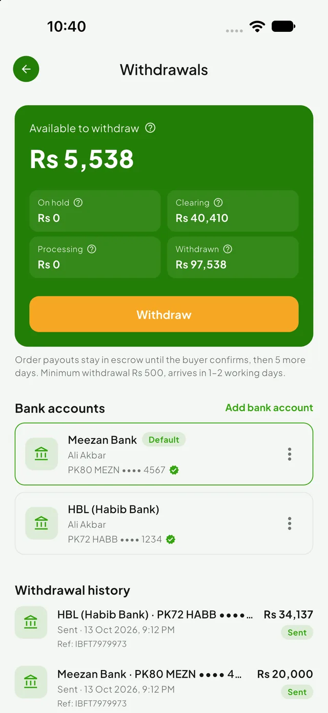 Glaxor Store withdrawals and payouts